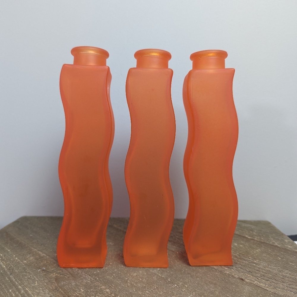 Ikea squiggle vase 90s ikea room decor, frosted orange set of 3